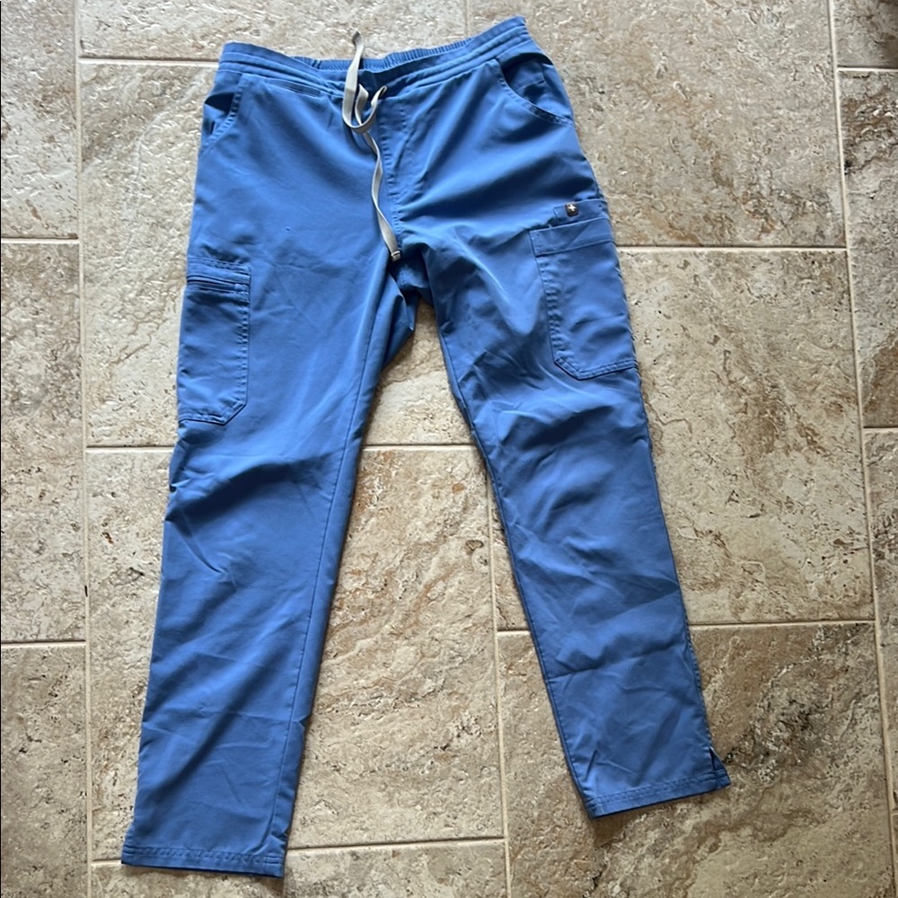 Figs Blue Cargo Pants with Elastic Waistband